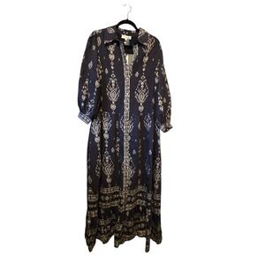 Pinch Anthropologie NWT Paisley Maxi Dress Women's LG Tiered Ruffle Boho Cottage